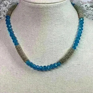 Blue and Silver AB Glass Vintage Necklace